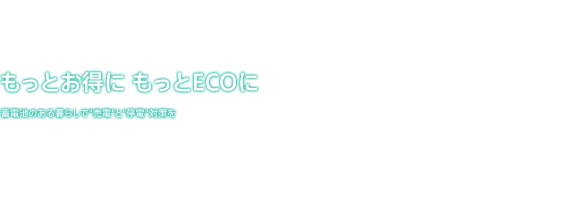 もっとお得に もっとECOに 蓄電池のある暮らしで“売電”と“停電”対策を